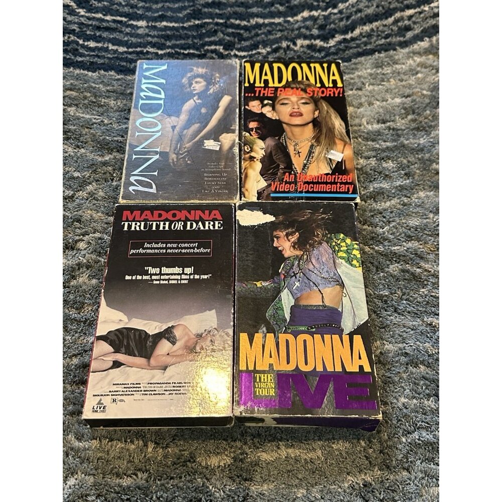 Madonna VHS Tape Lot Truth Or Dare Real Story Virgin Tour Live 4 Video Clips